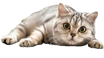 American Shorthair cat is crying, full body, beautiful, transparent background - obrazy, fototapety, plakaty
