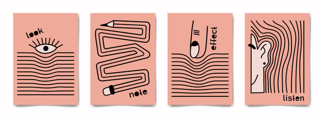 Action poster set. Vector illustration.