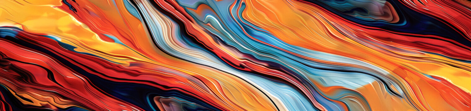 abstract colorful background with water like colors, ultra wide 3:1
