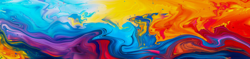 abstract colorful background with water like colors, ultra wide 3:1 - obrazy, fototapety, plakaty