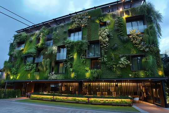 Green hotel facade vertical gardens