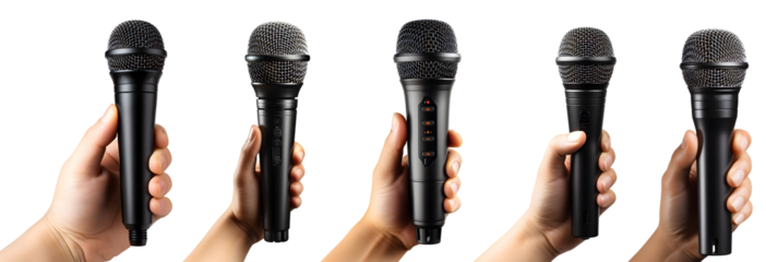 set of hands holding mic