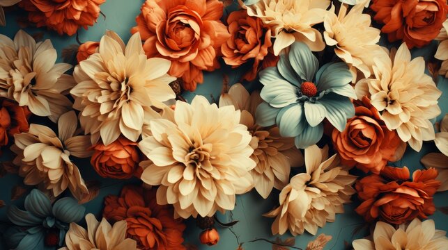 Design a high resolution vintage floral wallpaper with fantasy style flowers and a classic motif for a digital floral print background.