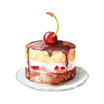 cake cherry watercolor good quality and good design