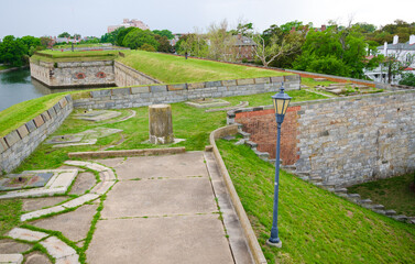 Fototapeta na wymiar Fort Monroe National Monument, in Hampton, Virginia, at Old Point Comfort
