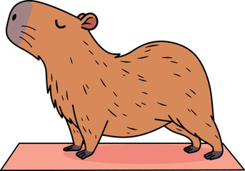 Capybara cartoon yoga pose
