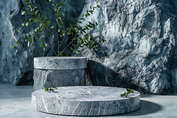 background stone podium 3d product . A stylish 3D stone podium, perfect for showcasing products or awards. Add a touch of elegance to your presentations.