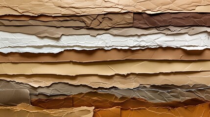 background of Layers of recycled paper with different textures,