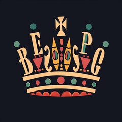 Flat vector logo of a crown with letters 