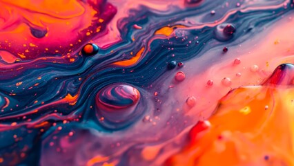Pink and orange liquid splash of colors