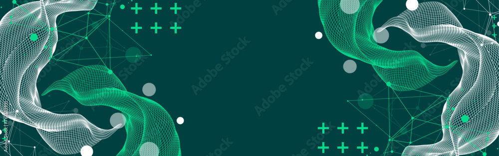 Aufkleber The abstract wave is made in a frame style. Template for science and technology presentation. Hand drawn vector art.