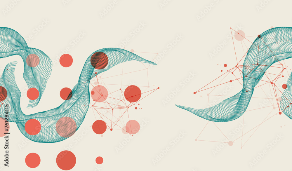 Leinwandbilder the abstract wave is made in a frame style. template for science and technology presentation. hand d