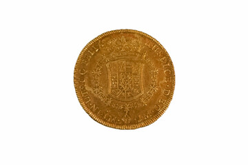 coin, gold, metal, means of payment, finance, round, spain, vint