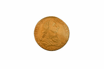 coin, gold, metal, means of payment, finance, round, spain, vint