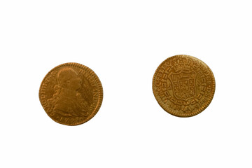 coin, gold, metal, means of payment, finance, round, spain, vint