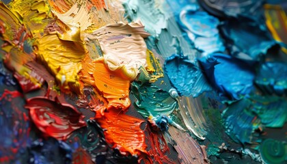 Colorful oil paint brush strokes closeup wallpaper