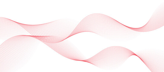 abstract vector red wave lines on white background