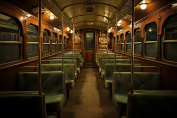Interior of old vintage bus