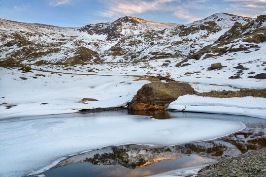 Pond of Las Cavatillas in the area of Lavaderos de la Reina, Sierra Nevada National Park in Granada. Spain
