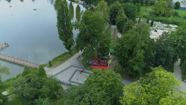 Beautiful Promenade Molo Pond Zgierz Aerial View Poland