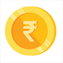 INR Rupee Coin, Golden Vector illustration 