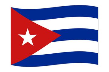 Waving flag of the country Cuba. Vector illustration.