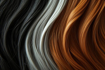 Close-up of Multicolored Strands of Hair in High Detail - obrazy, fototapety, plakaty