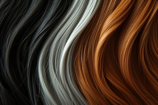 Close-up of Multicolored Strands of Hair in High Detail