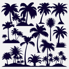 flat design palm trees silhouette collection