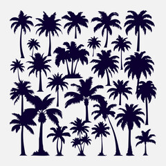 Fototapeta na wymiar flat design palm trees silhouette collection
