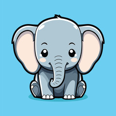 blue small cute elephant cartoon design