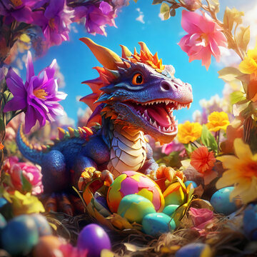 dragon with easter eggs
