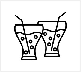 Doodle glass toast with straw icon isolated. Sketch drink Hand dravn Vector stock illustration EPS 10
