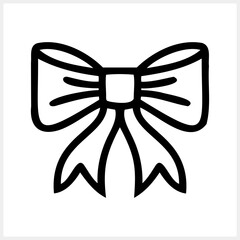 Doodle bow icon isolated. Sketch ribbon vector stock illustration EPS 10