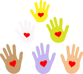 Fototapeta premium Children Protection Day. A hand with a heart, the concept of family support. Friendship logo.