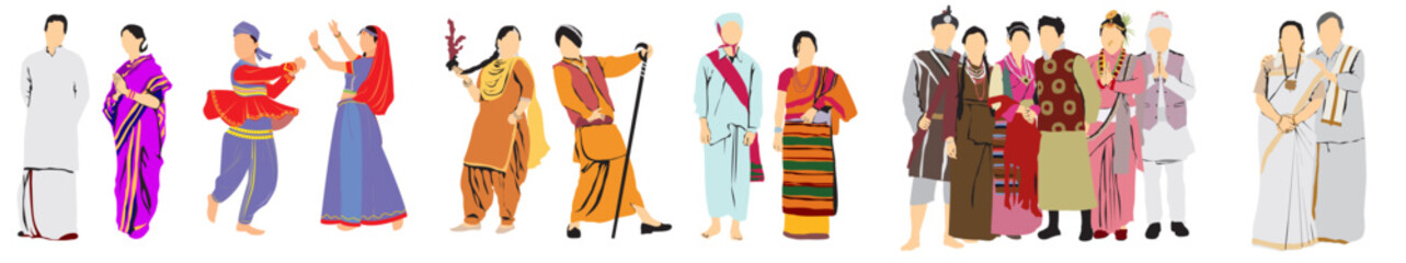 indian traditional dress - obrazy, fototapety, plakaty