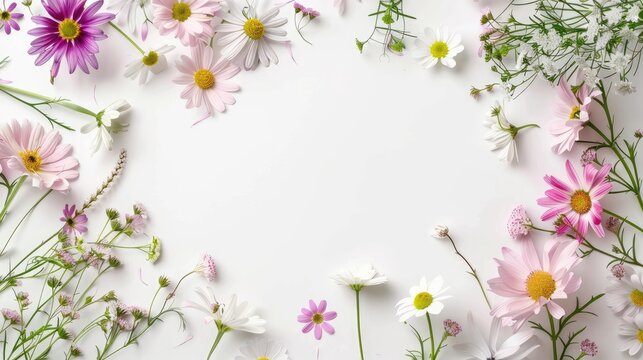 Daisy flower border. Generative AI
