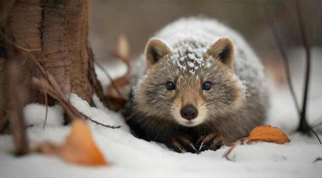 mouse in the snow abstract backgorund