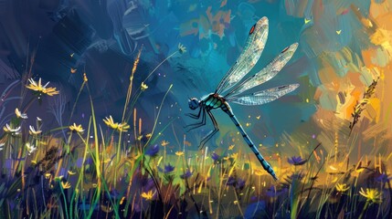 Elegance of dragonfly in nature. Generative AI