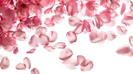 Floating pink petals overlay. Generative AI