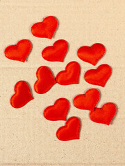 Red Hearts on the Cardboard