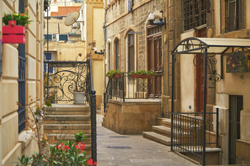 Narrow cozy street of Old Baku city