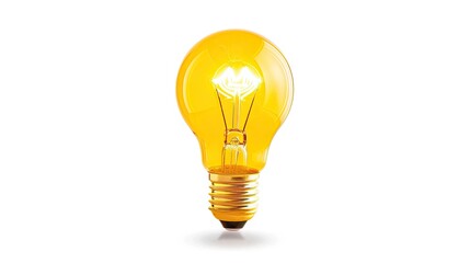 Glowing yellow light bulb. Generative AI