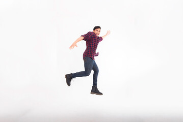 Portrait of smiling young man in isolated on white background.