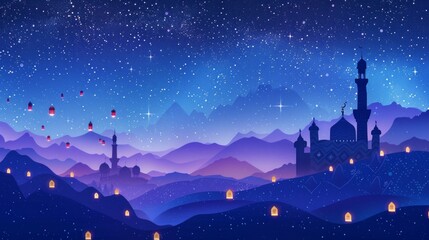 Fototapeta premium Enchanted Laylat al-Qadr Lanterns and Mosques background