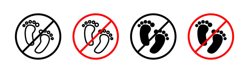 Footprint and Footwear Restriction. Barefoot Only Area. No Dirty Shoes Allowed Sign