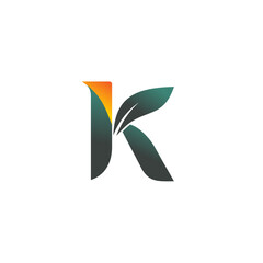 cool k and leaf  logo vector