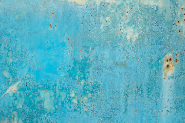 Painted in blue metal rusted background.