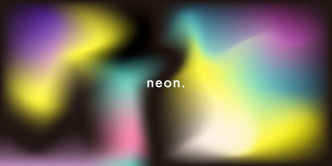 Trendy minimalist poster with y2k aesthetic. Modern banner with blurred neon gradient. Vector background with 3d holographic colors. Abstract presentation backdrop