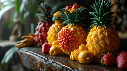 Pineapple Fruit and Shallow Depth of Field.
 - obrazy, fototapety, plakaty